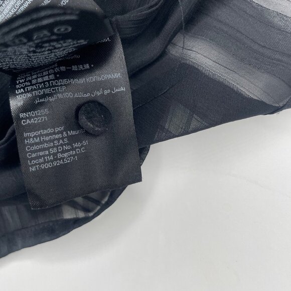 H&M Women's Black Sheer Stripe Weave Mock Neck Balloon Sleeve Blouse Plus Sz 14 - Picture 12 of 12